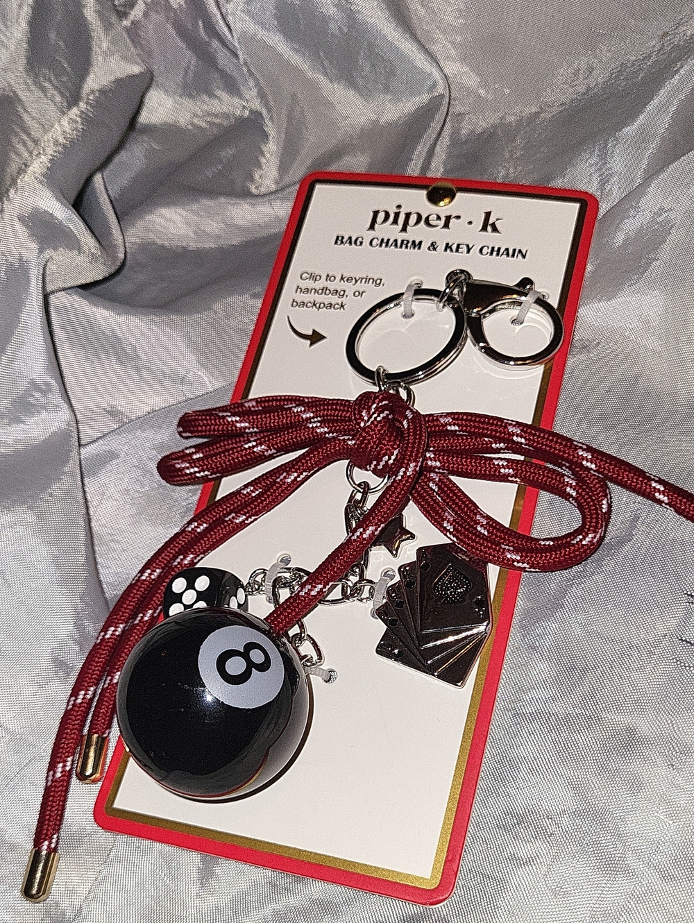 Piper K 8 Ball Royal Flush Die Keychain Set BNIB Ti M Ty LS